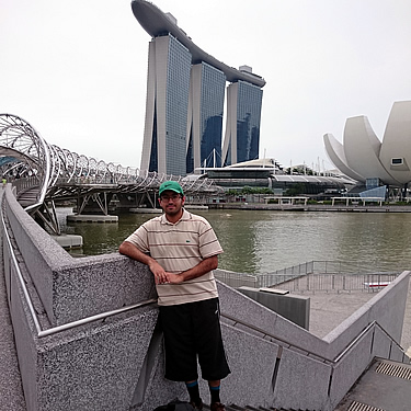 Adil during a Singapore trip with Costain, visiting the Marina Sands Bay