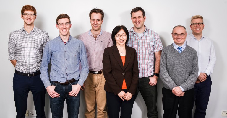 Adrian Harwood (second left) with former colleagues from MACE's Aerodynamics research group