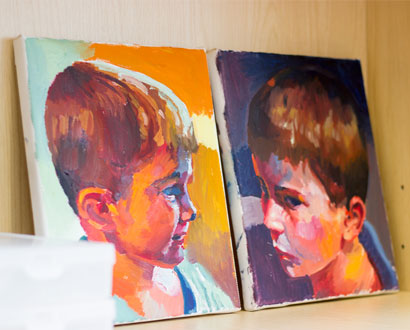 A painting of Sarah's kids by her husband Ian Stopforth