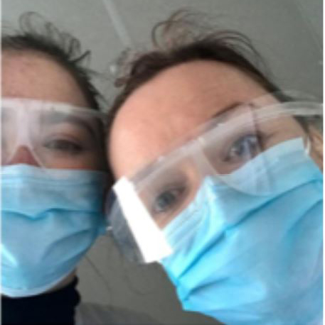 Imogen and her mum in PPE