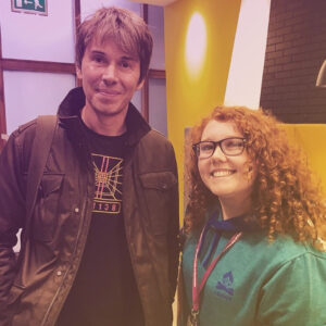 Prof Brian Cox with female student