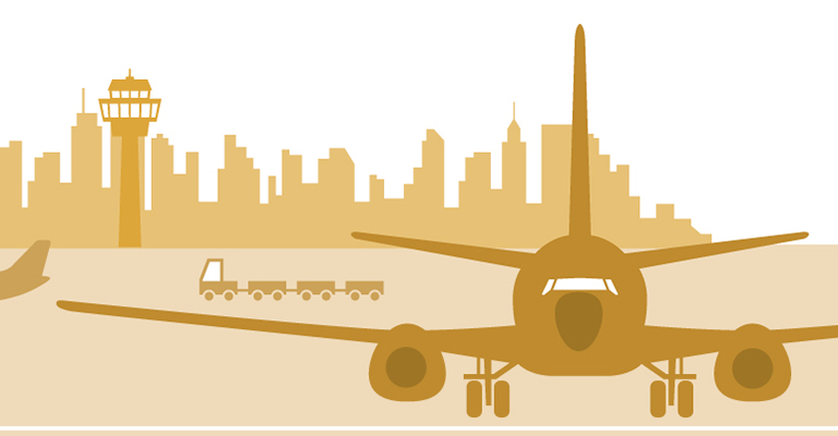 Illustration of a plane at an airport