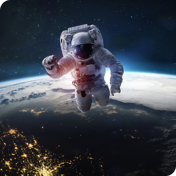 Astronaut in space with Earth in background