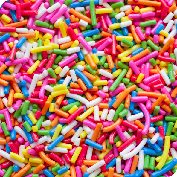Close up of lots of colourful sprinkles