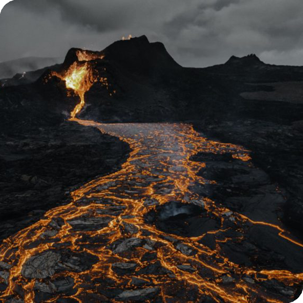 Lava flowing from a volcano